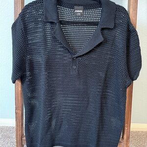 Tilly’s RSQ Black Mesh Polo Shirt